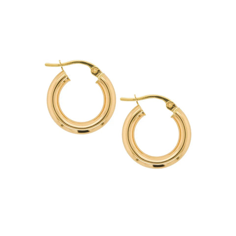 9ct Yellow Gold Plain Italian Small Hoop Earrings