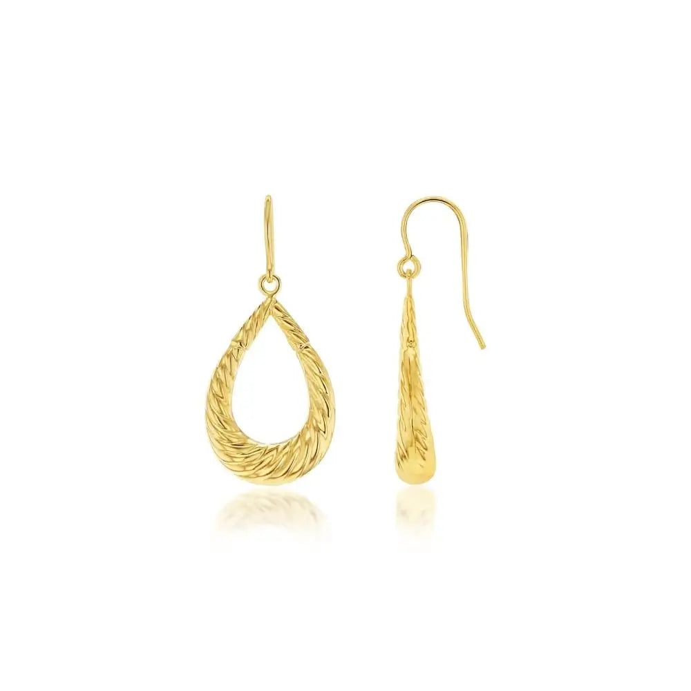 9ct Yellow Gold Silver Filled Twist Teardrop Earrings