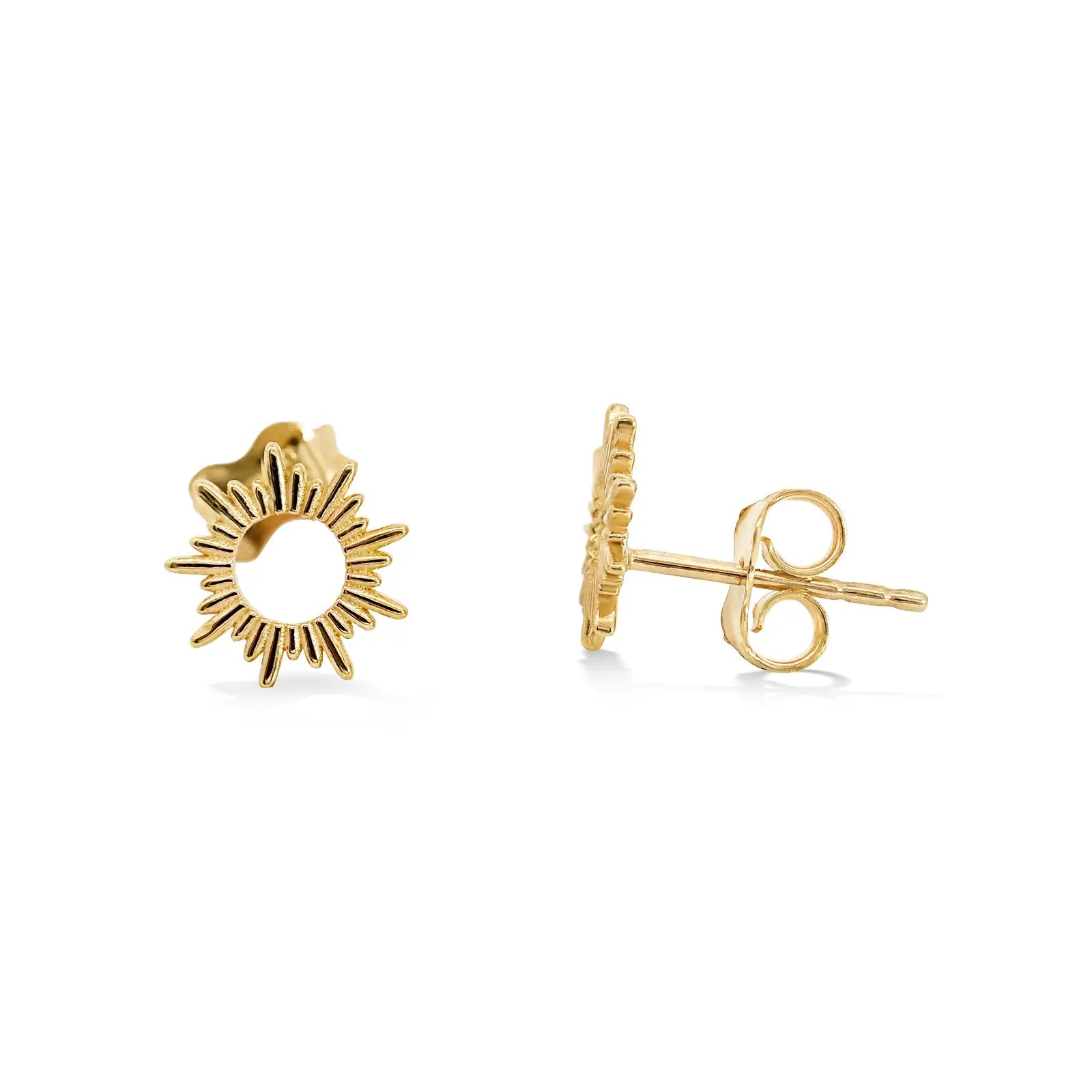 9ct Yellow Gold Sun Style Open Stud Earrings