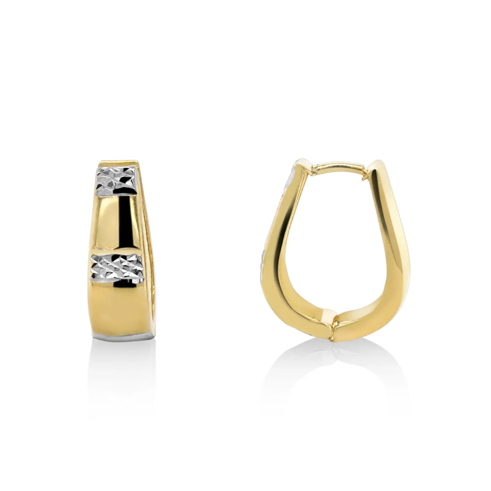 9ct Yellow Gold Tapered Diamond Cut Huggie Earrings