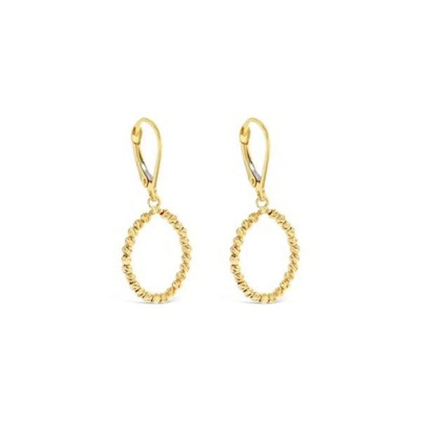 9ct Yellow Gold Tear Drop Diamond Cut Ball Earrings