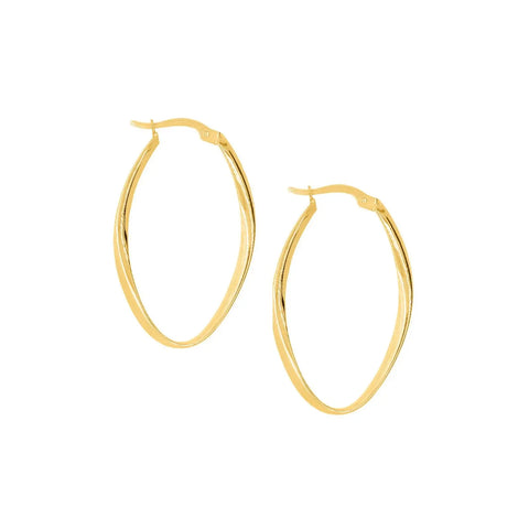 9ct Yellow Gold Thin Oval Hoops