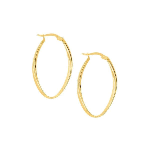 9ct Yellow Gold Thin Oval Hoops