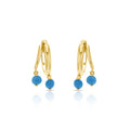 9ct Yellow Gold Turquoise Double Drop Huggie Earrings