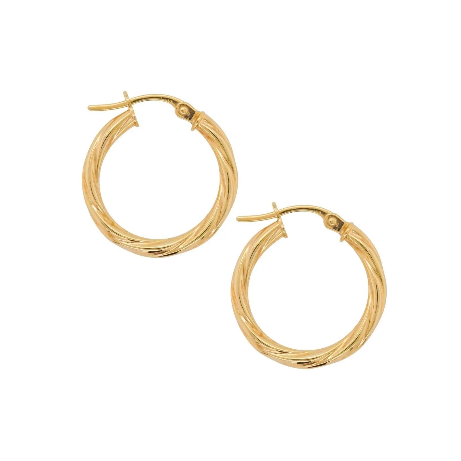 9ct Yellow Gold Twist Hoop Earrings