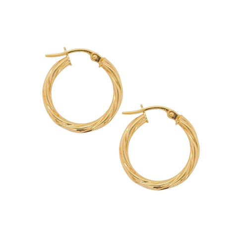 9ct Yellow Gold Twist Hoop Earrings