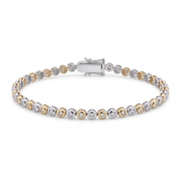 9ct Two Tone Diamond Tennis Bracelet