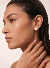 9ct Yellow Gold Mabe Pearl Earrings