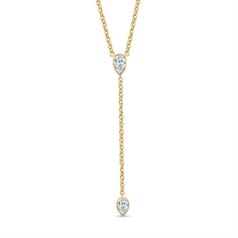9ct Yellow Gold Double Pear Lab Grown Diamond Necklace
