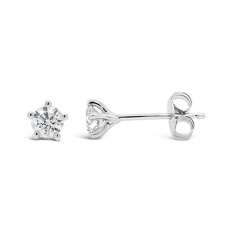 9ct White Gold 5 Claw 0.42ct Diamond Studs - alternate view