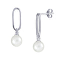 Sterling Silver Paperclip Stud Earrings With Freshwater Pearl Drop