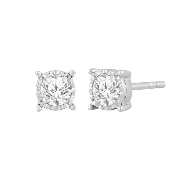 9ct White Gold Diamond Stud Earrings - alternate view