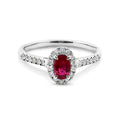 18ct White Gold Oval Ruby & Diamond Ring