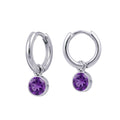 Sterling Silver Huggies With February Birthstone Drop