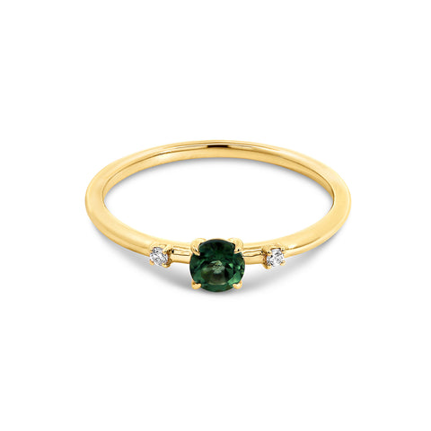 9ct Yellow Gold Mint Tourmaline & Lab Grown Diamond Ring - alternate view