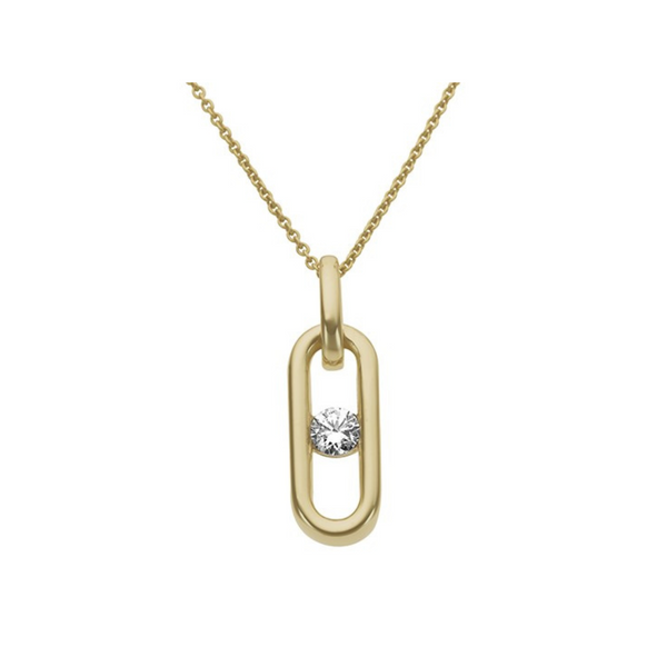 9ct Yellow Gold Diamond Set Pendant - alternate view