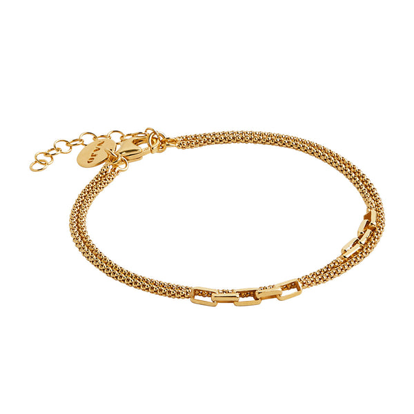 Najo Yellow Gold Plated Double Mesh Chain Bracelet With Rectangular Links - alternate view
