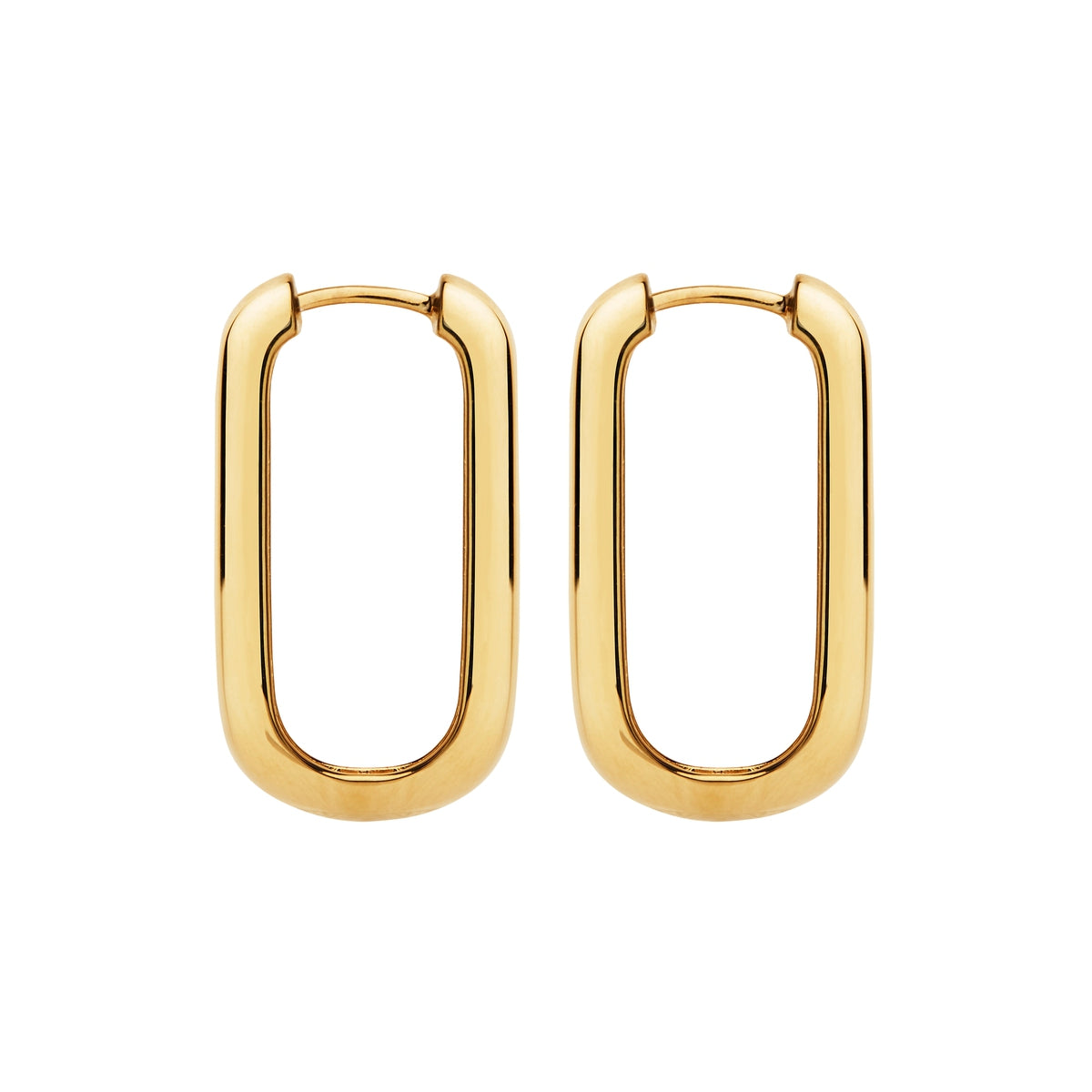 Najo Yellow Gold Plated Rectangular Tube Huggie Earrings