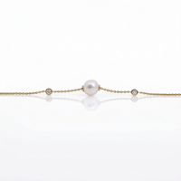 9ct Yellow Gold Freshwater Pearl & Lab Grown Diamond Bracelet
