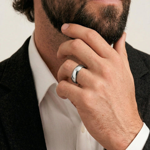 Men's Platinum Plain Polished Wedding Ring - alternate view
