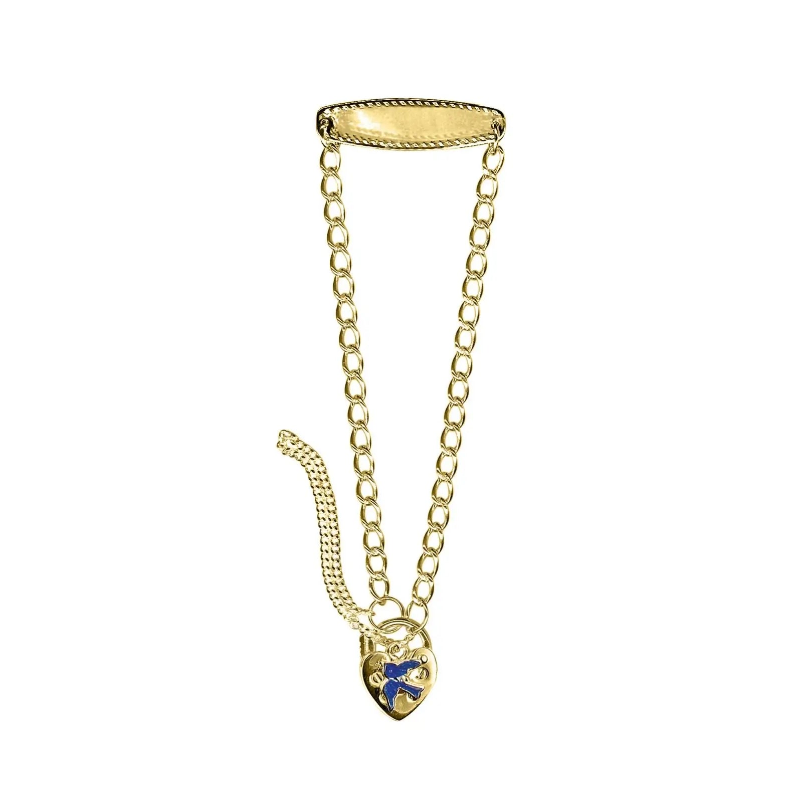 Hard Gold Plated ID Bracelet With Blue Bird Padlock