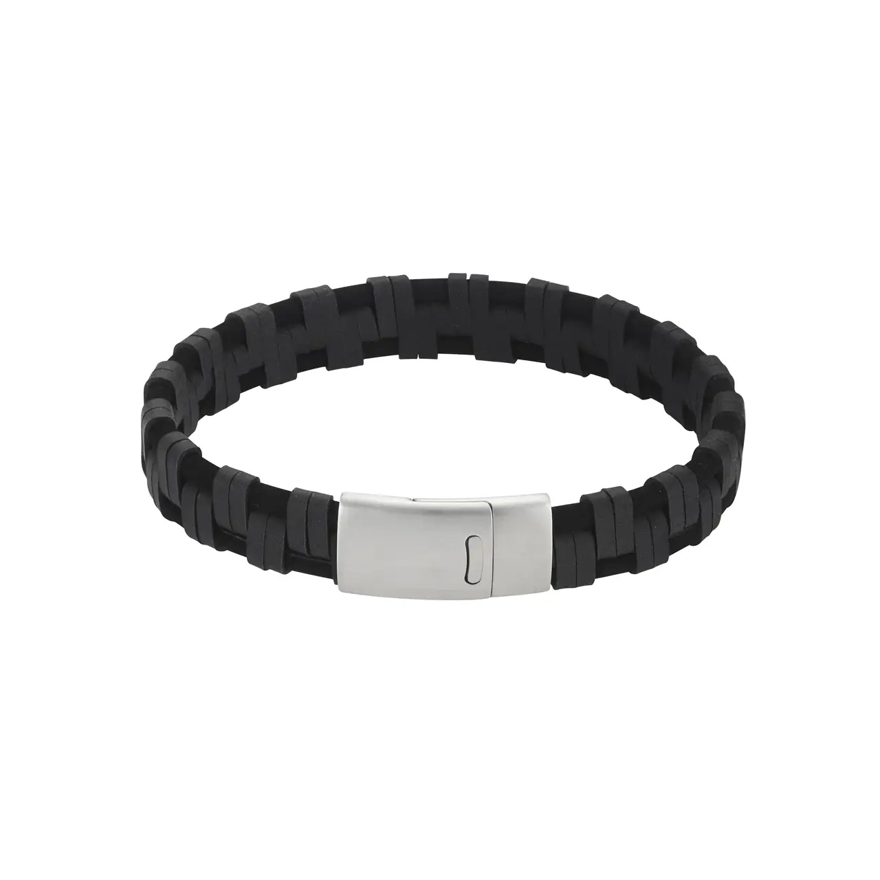 Men's Black Braided Italian Leather Bracelet