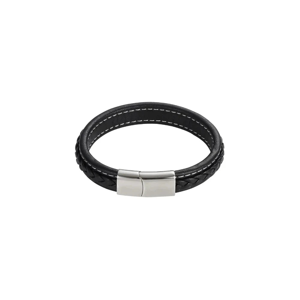 Men's Black Leather Bracelet