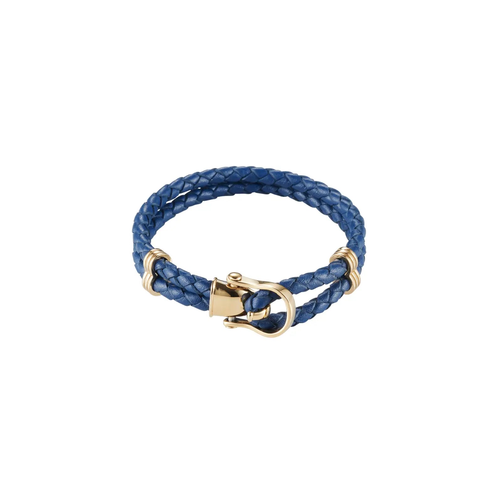 Men's Blue Leather Buckle Clasp Bracelet