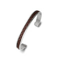 Men’s Stainless Steel Cuff Bracelet With Brown Leather Detail
