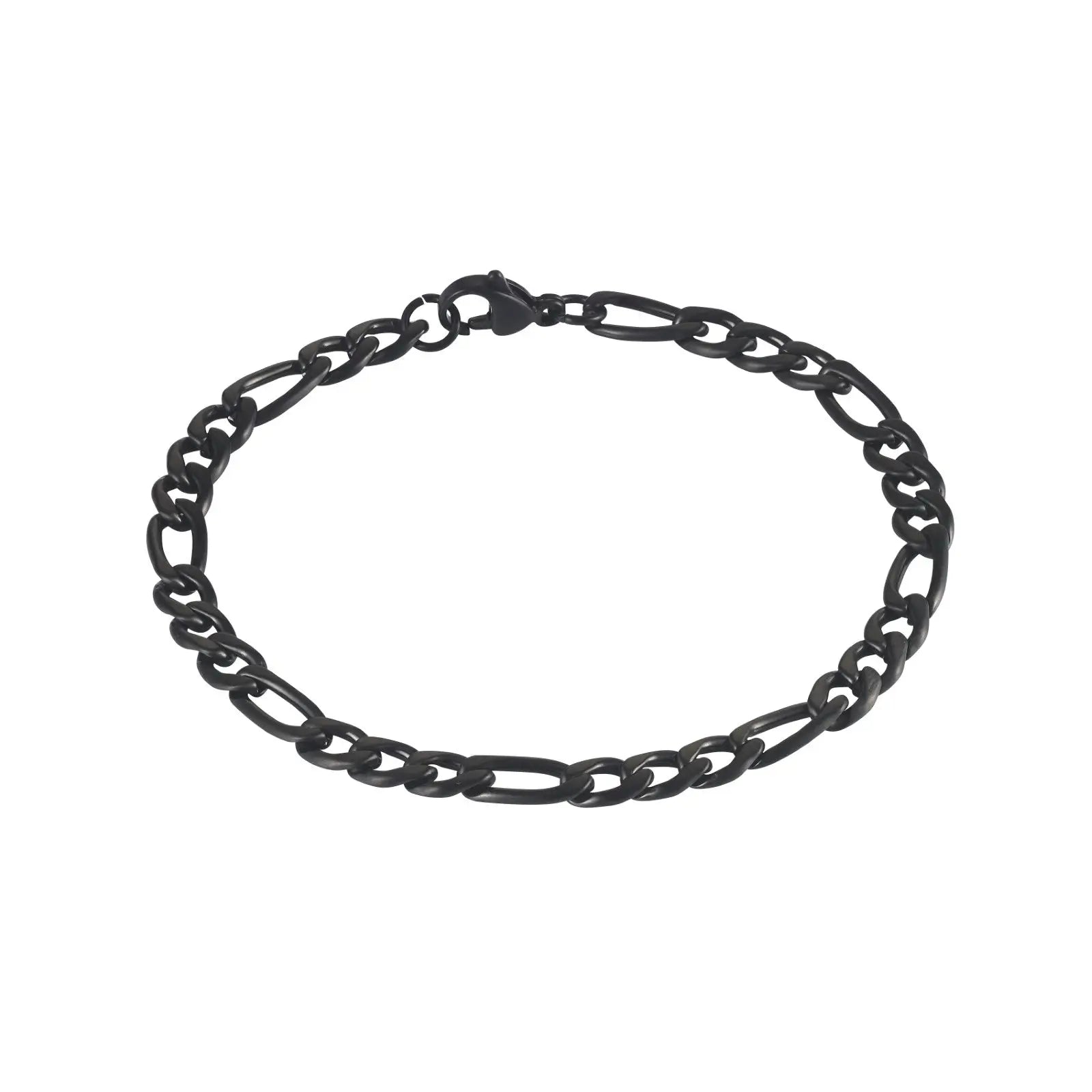 Mens Black Stainless Steel Figaro Bracelet