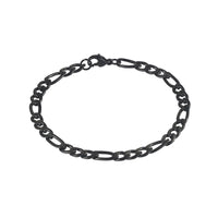 Mens Black Stainless Steel Figaro Bracelet