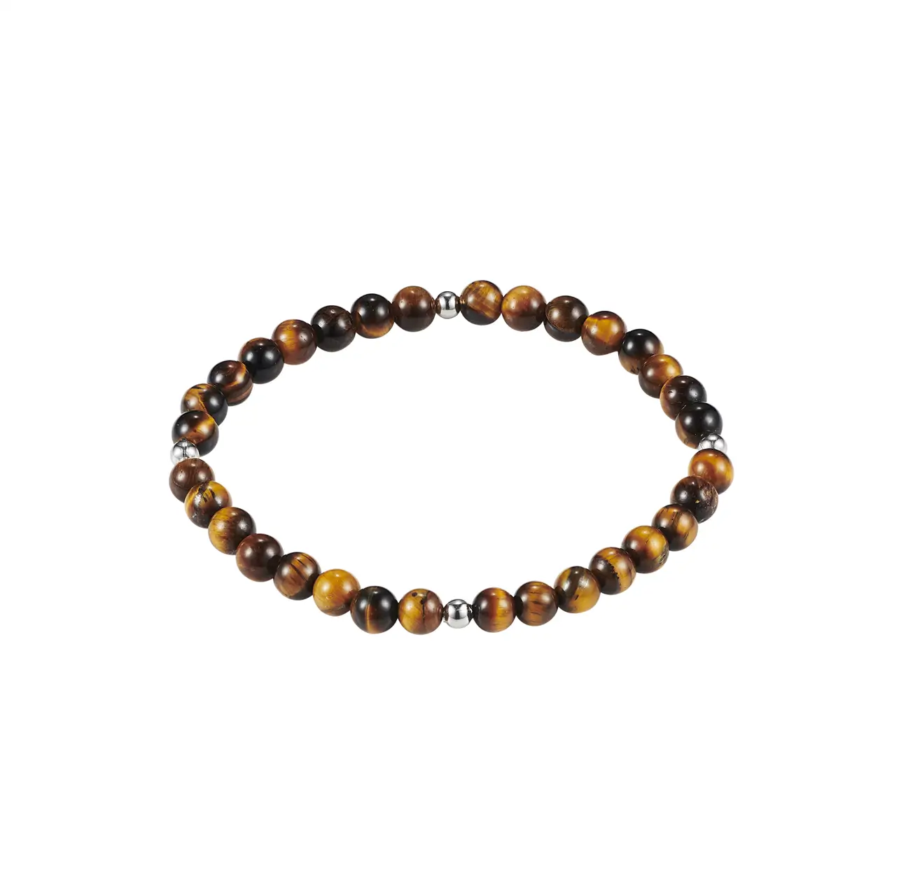 Mens Tiger Eye & Steel Bead Bracelet