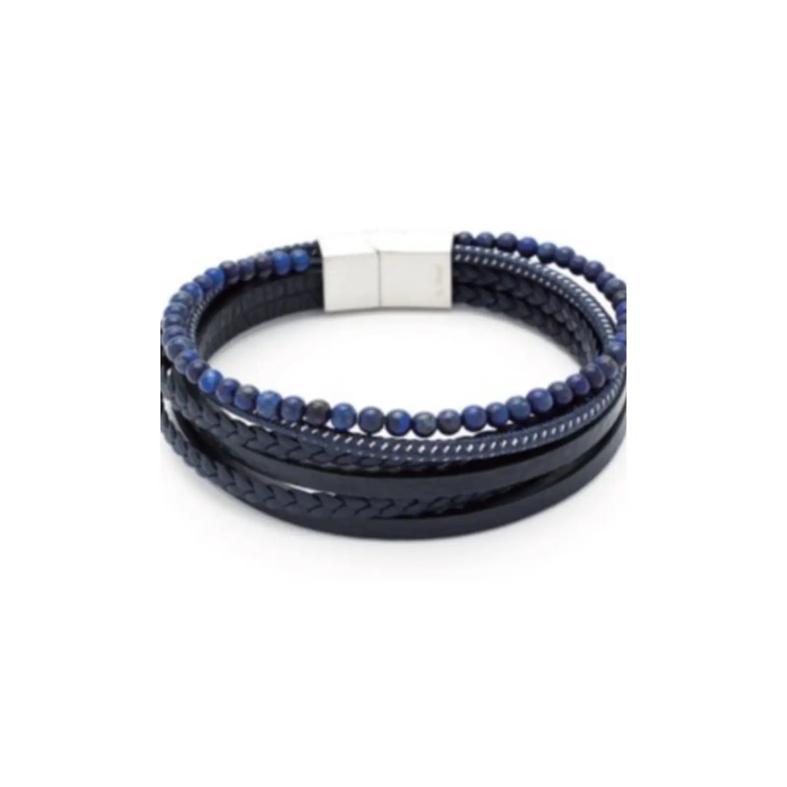 Mens Multi Leather & Solidate Beaded Bracelet