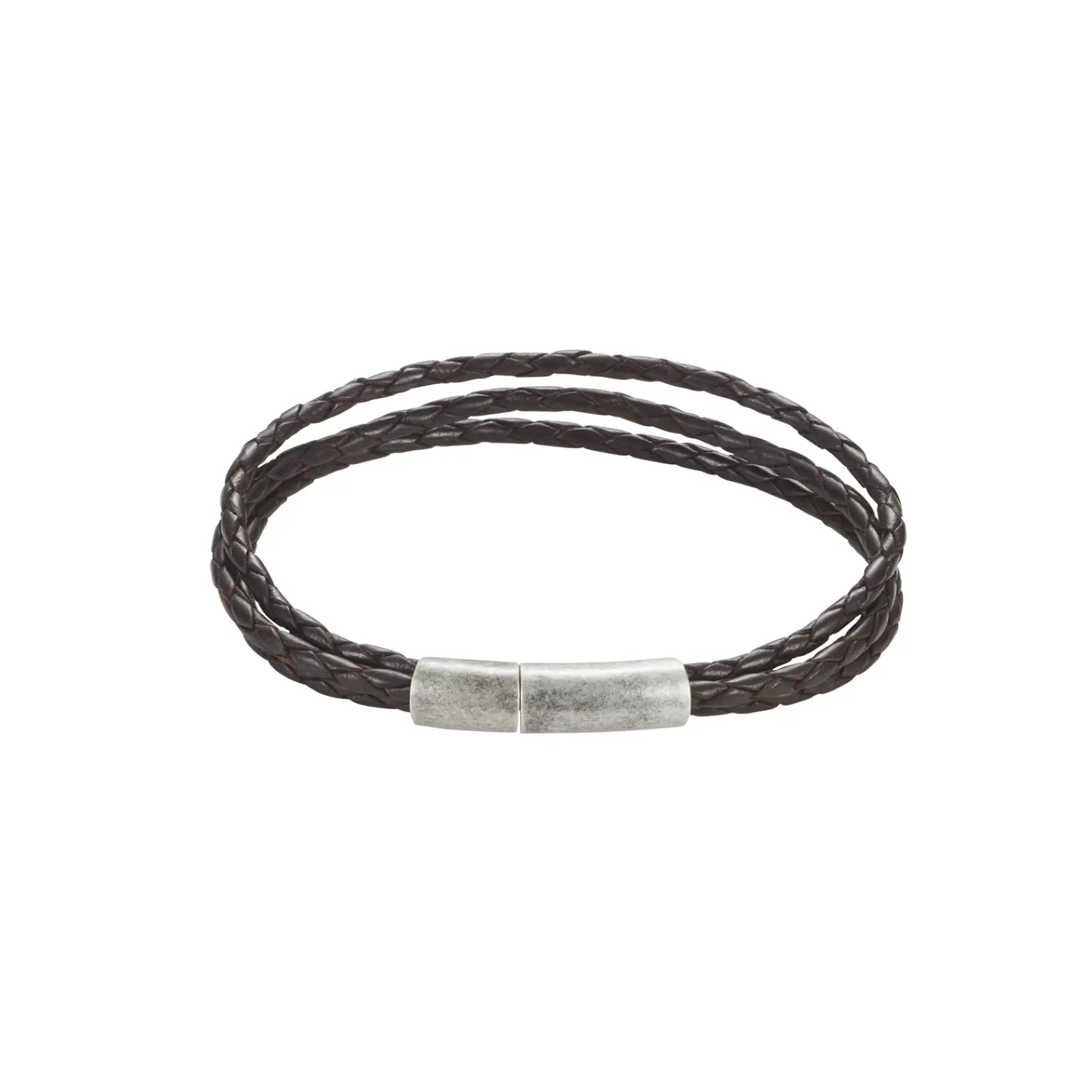 Mens Triple Strand Italian Leather Bracelet