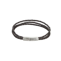 Mens Triple Strand Italian Leather Bracelet