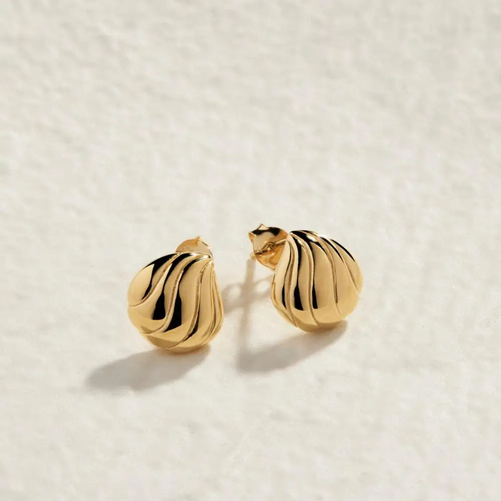 Najo Murmur Yellow Gold Plated Stud Earrings