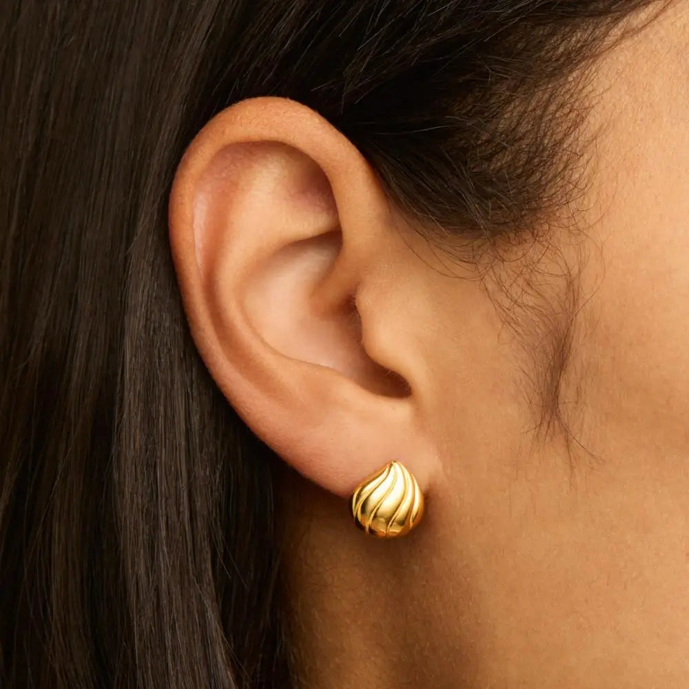 Najo Murmur Yellow Gold Plated Stud Earrings