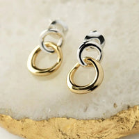 Najo Two Tone Double Circle Drop Earring