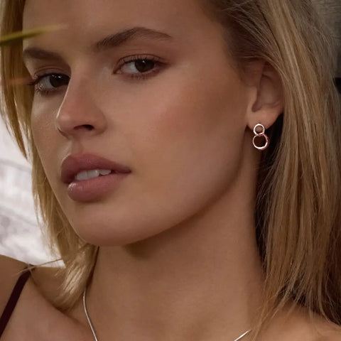 Najo Two Tone Double Circle Drop Earring - alternate view