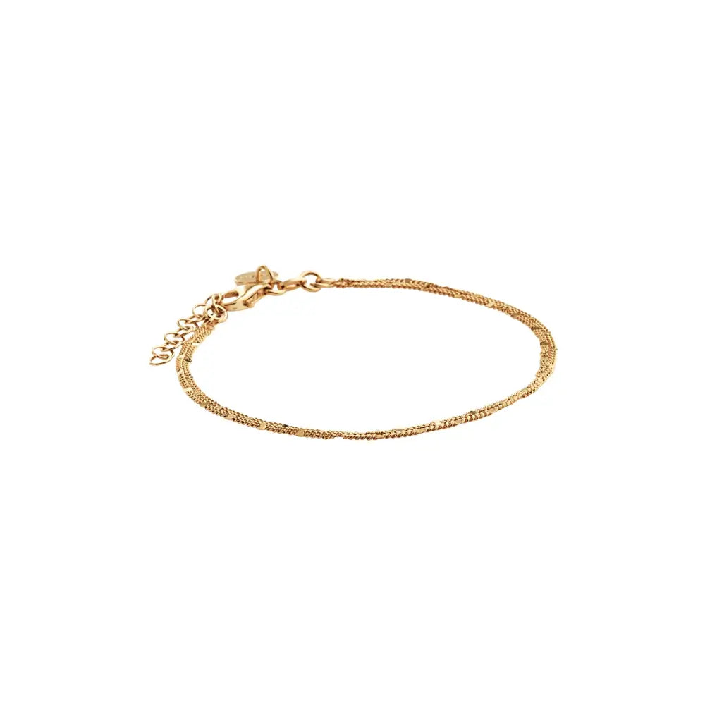 Najo Yellow Gold Plated Curb And Mirror Link Double Strand Bracelet