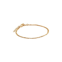 Najo Yellow Gold Plated Curb And Mirror Link Double Strand Bracelet