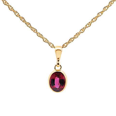 9ct Yellow Gold Oval Rhodolite Garnet Pendant