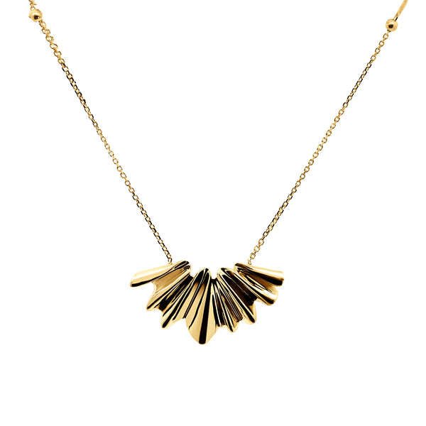 9ct Italian Yellow Gold Fan Necklace