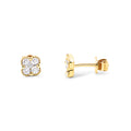 9ct Yellow Gold Lab Grown Diamond Four Leaf Clover Stud Earring