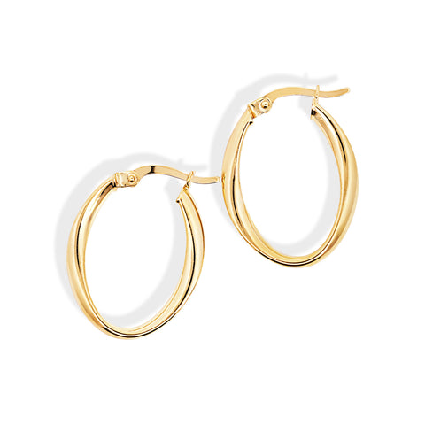 9ct Yellow Gold Silver Bonded Hoop Earrings