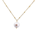 9ct Italian Yellow Gold Fine Station Ball Chain With Freshwater Pearl