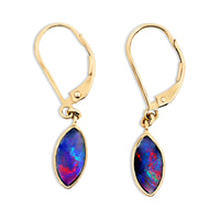 9ct Yellow Gold Opal Marquise Shape Drop Earrings