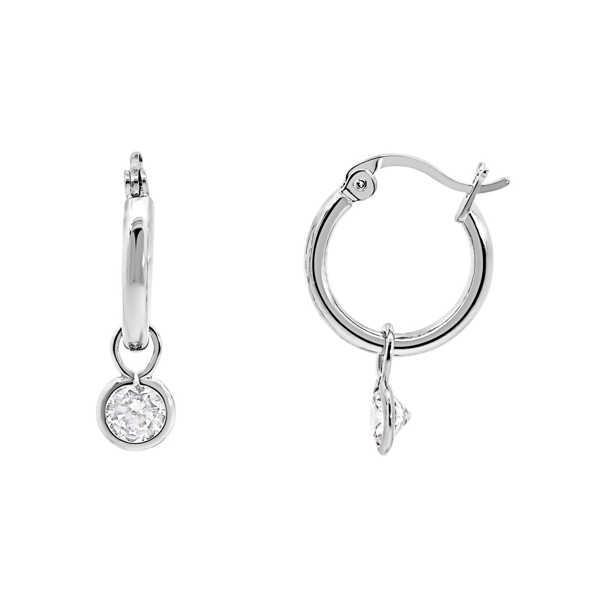 Sterling Silver Cubic Zirconia Drop Hoop Earring