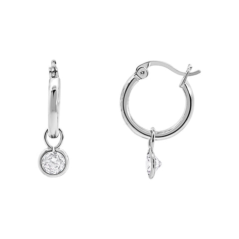Sterling Silver Cubic Zirconia Drop Hoop Earring