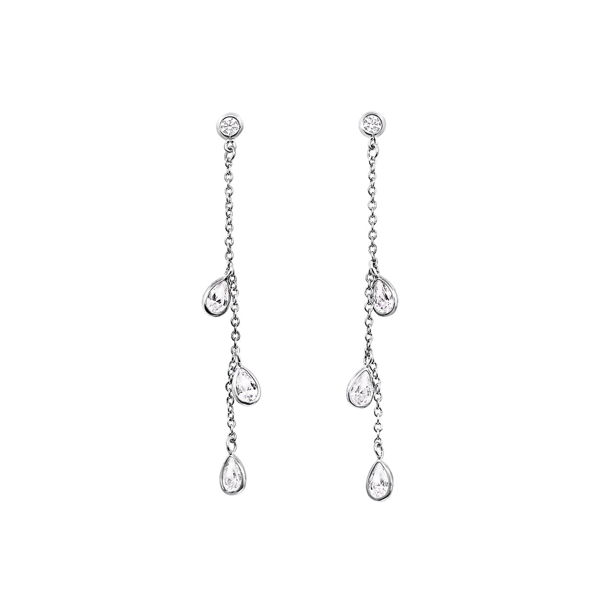 Sterling Silver Pear Shape Cubic Zirconia Drop Earrings